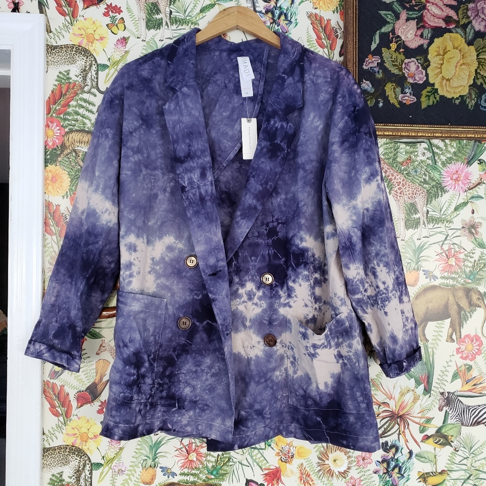 Linen Tie Dye Blazer Anthropologie Amadi